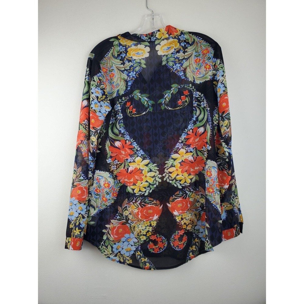CAbi‎ Top Small Amour Floral Button Down Blue Long Sleeve Womens Career Business - Picture 5 of 10